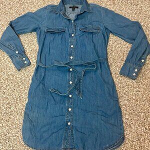 ~~Banana Republic Women's Blue Dress Denim Long Sleeve Belt Button Size XS